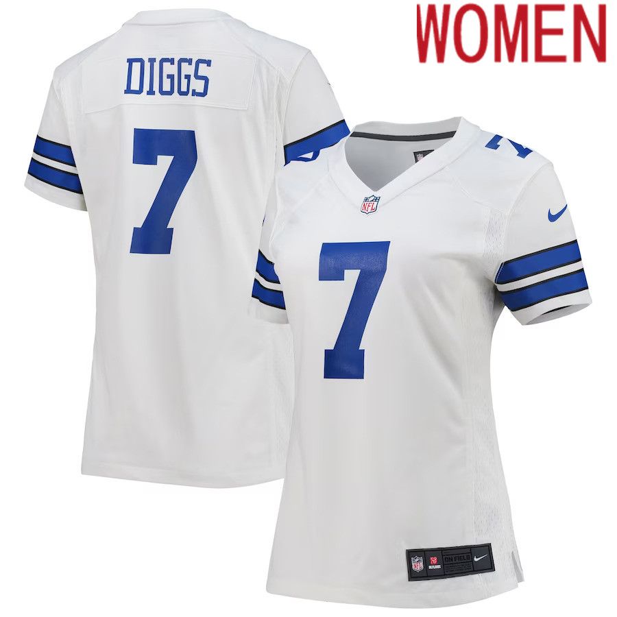 Women Dallas Cowboys #7 Trevon Diggs Nike White Game NFL Jersey->women nfl jersey->Women Jersey
